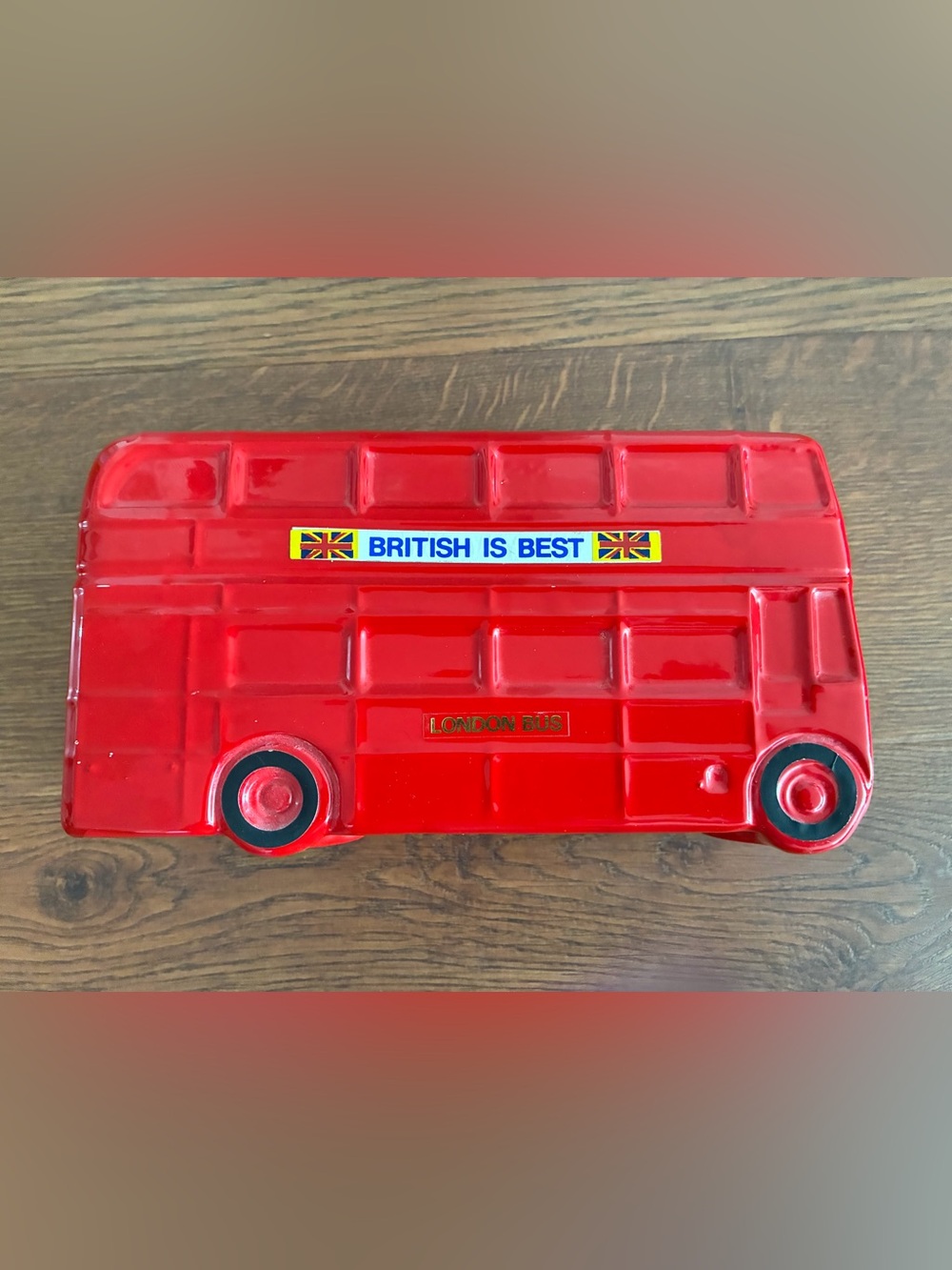 vintage ceramic British Is Best London double-decker bus coin bank